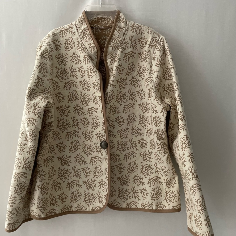 BEAUTIFUL WHITE AND BROWN REVERSIBLE JACKET, TRIMDIN.